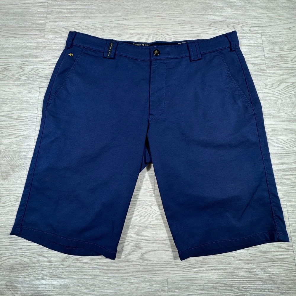 Meyer Men's Golf Shorts Navy Blue 35 Performance Athletic Flat Front Pocket